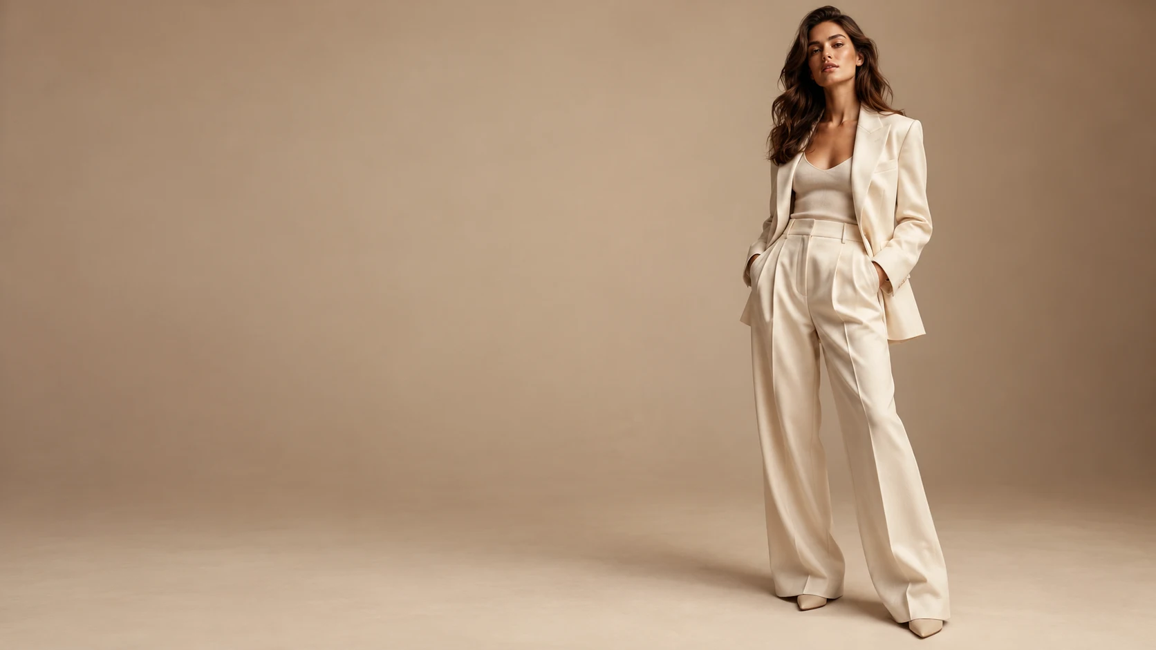 Women's cream tailored suit (AI-generated style visual)